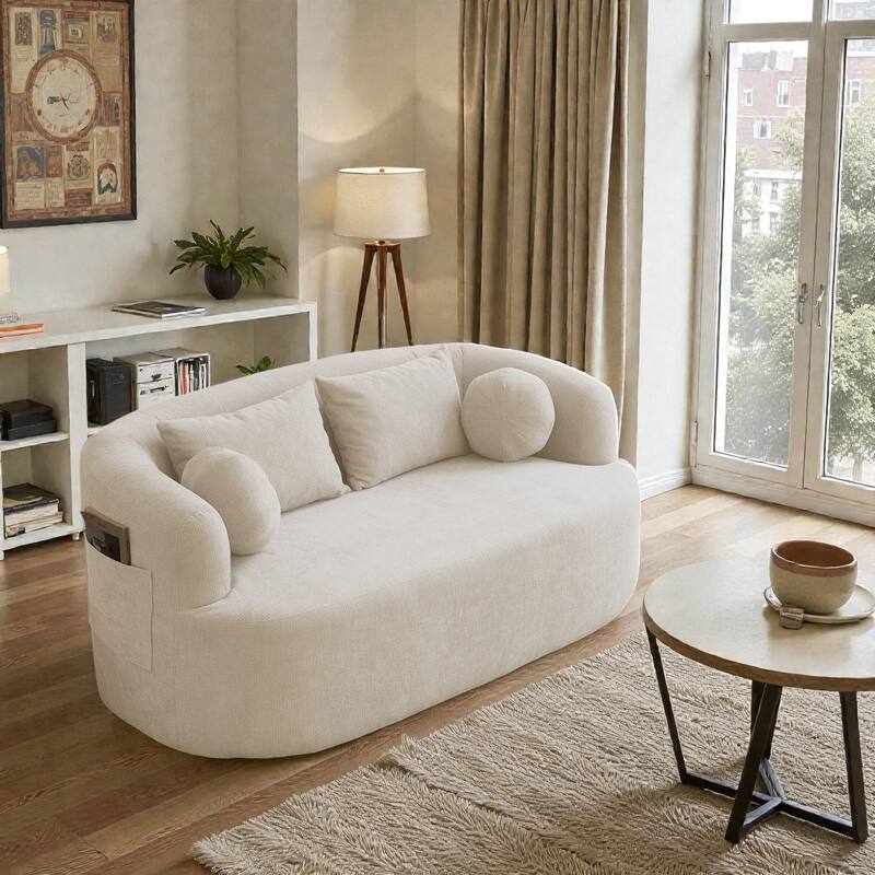 Sofa-in-a-Box Memory Foam 2-Seater Couch, Deep Seat Chenille Loveseat, No Assembly, Modern Compact Sofa for Living Room