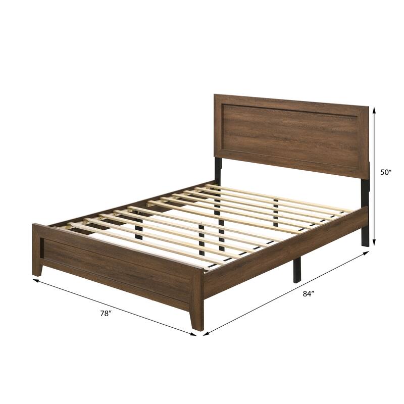 King Size Panel Bed with 12-Slat Support and No Box Spring Needed