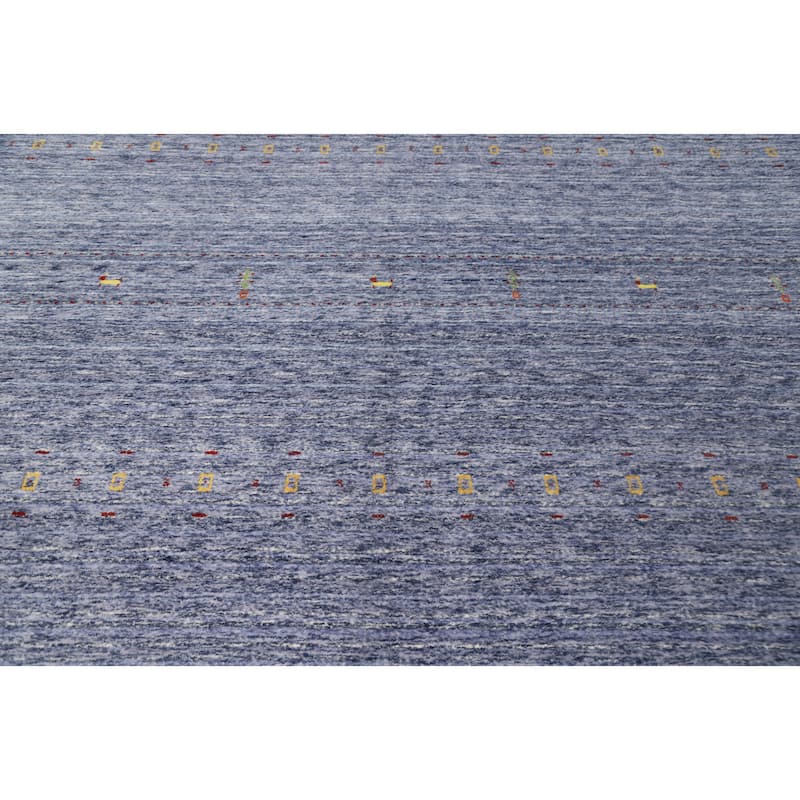 Hand Knotted Oriental 100% Wool Carpet Tribal Animal Pictorial Navy Blue & Blues Gabbeh Area Rug - 9' 9'' X 9' 9''