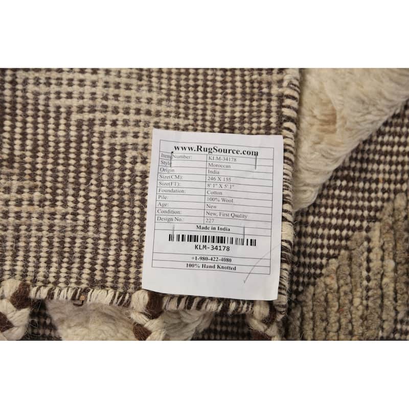 Geometric Modern Moroccan Indian Area Rug Handmade Wool Carpet - 5'1" x 8'1"
