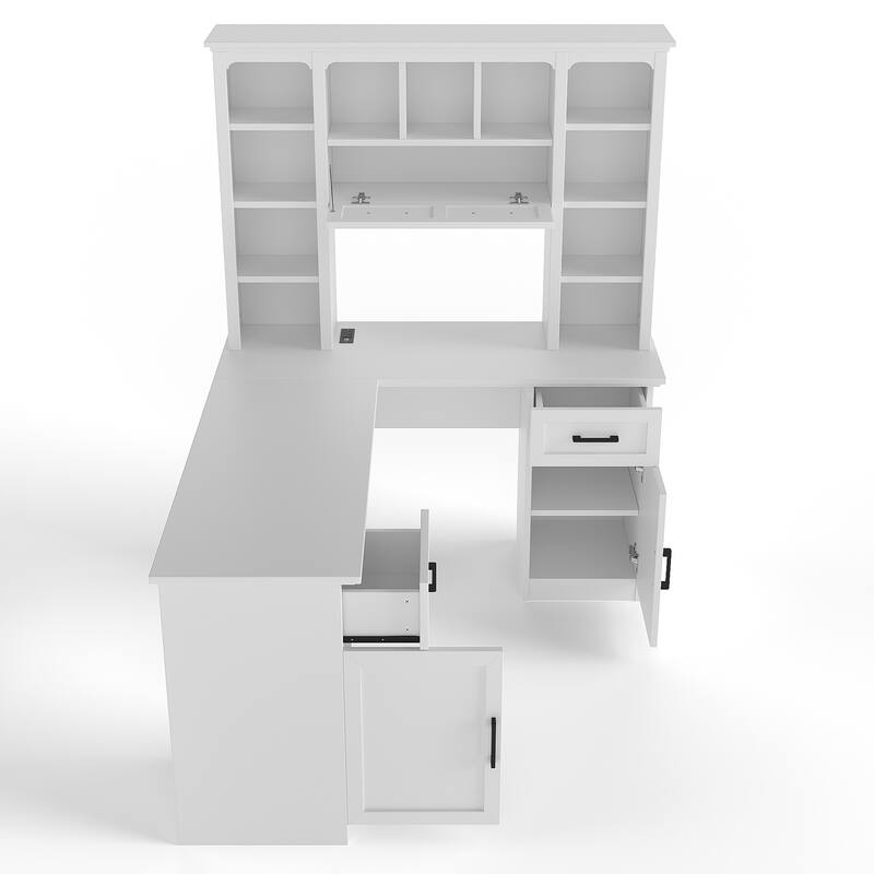 Sun City Computer Desk with a Drawer and Open Storage, White
