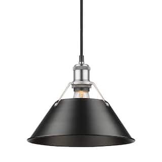 Yep by Golden Lighting Orwell 1-light 10in Pendant in Pewter and Matte Black shade
