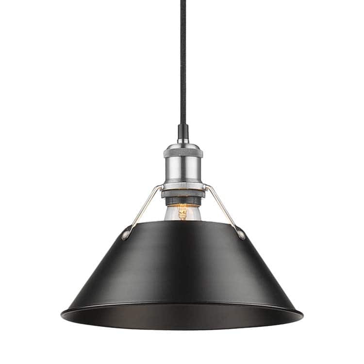 Yep by Golden Lighting Orwell 1-light 10in Pendant in Pewter and Matte Black shade