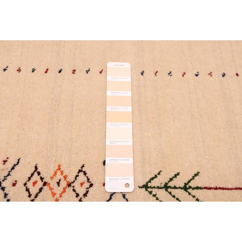 ECARPETGALLERY Hand Loomed Kashkuli Gabbeh Ivory Wool Rug - 5'1 x 7'0