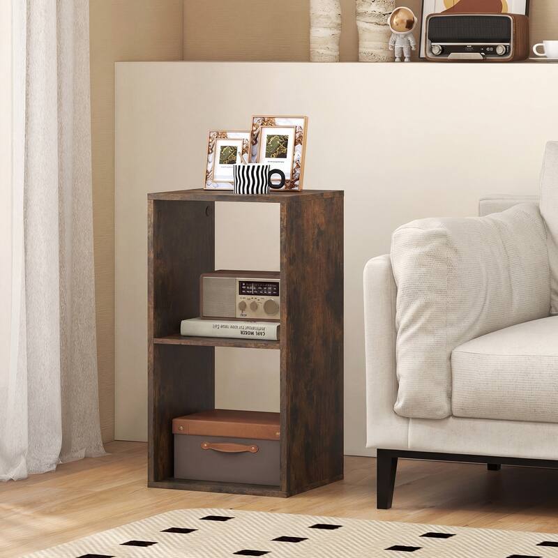 Gymax 2PCS 2-Cube Bookcase w/ Anti-tip Kit 2-Tier Open Back Bookshelf