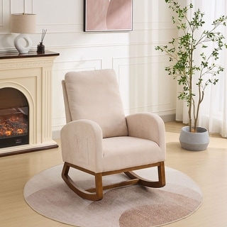 Rocking Chair with High Back and Side Pocket for Living Room - Bed Bath ...