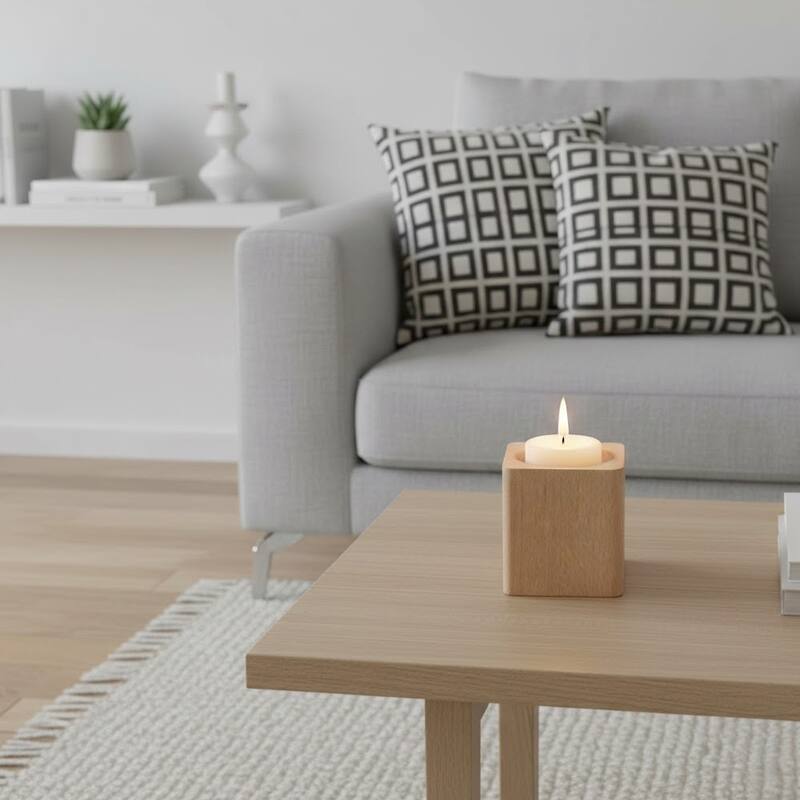 Modern Natural Finish Tealight Candle Holder, Set of 3