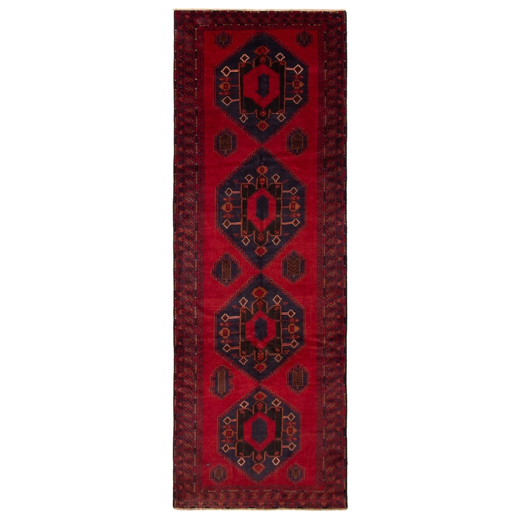 ECARPETGALLERY Hand-knotted Teimani Red Wool Rug - 4'4 x 12'10