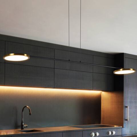 VONN Lighting Torino 39-in ETL Certified Integrated LED Pendant - Antique Brass - 39.25"L x 6"W x 119.75"H