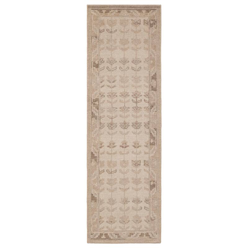 Terra by Obeetee Tuscany Neeman Beige Rug - Natural/Criss Cross - 2'6" x 8'