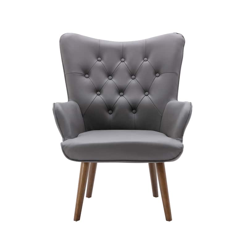 Porthos Home Hardan PU Leather Upholstered Accent Chair with Rubberwood Legs