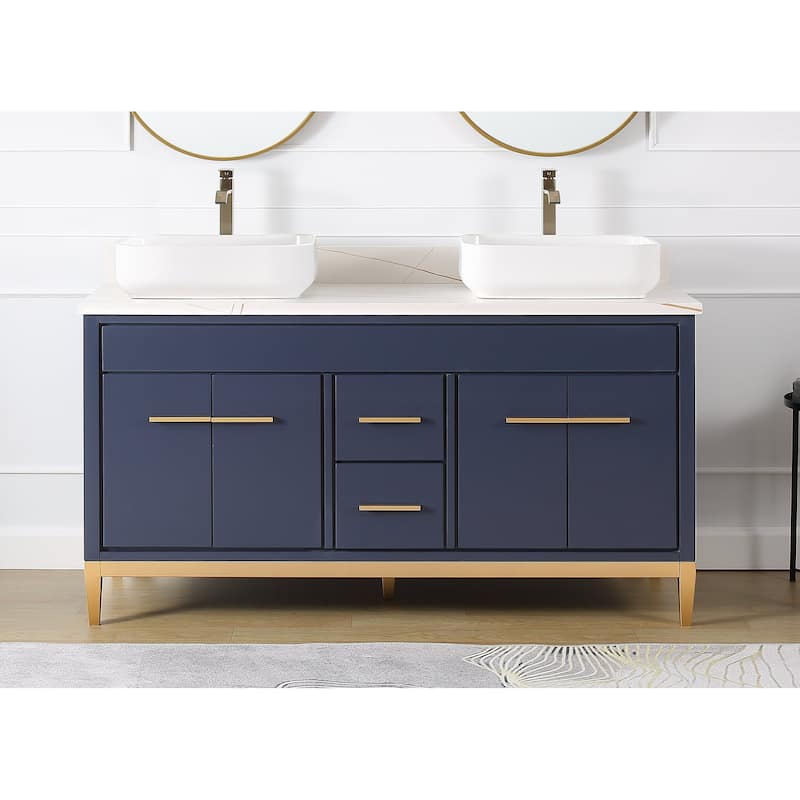 60" Tennant Brand Vessel sink Beatrice Double Sink Vanity