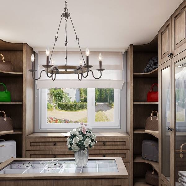 slide 2 of 7, The Gray Barn Transitional 6-light Round Candle Chandelier Ceiling Pendant Light