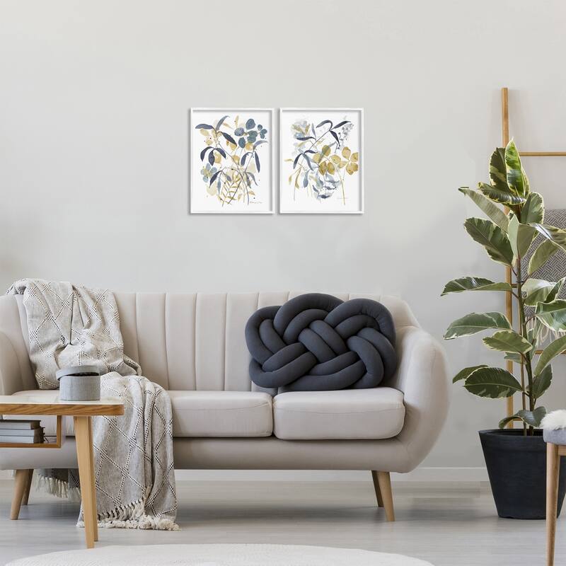 Stupell Whimsy Watercolor Botanicals Framed Giclee Art Design By Krinlox (Set of 2)