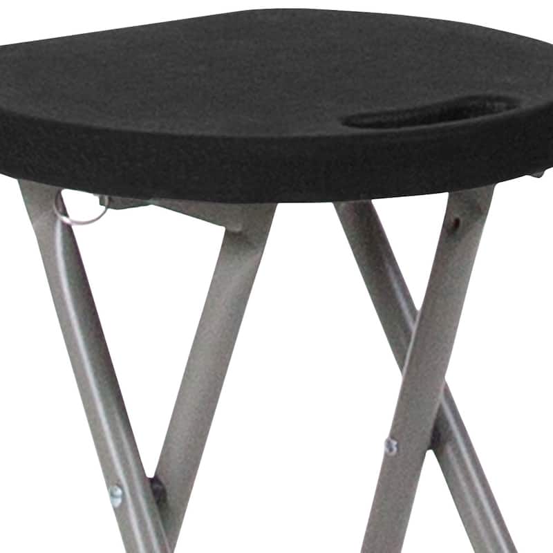 2 Pack Foldable Stool with Plastic Seat and Titanium Gray Frame - Portable Stool
