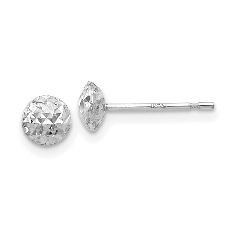 Curata 14k White Gold Diamond-Cut 5mm Puffed Button Post Earrings