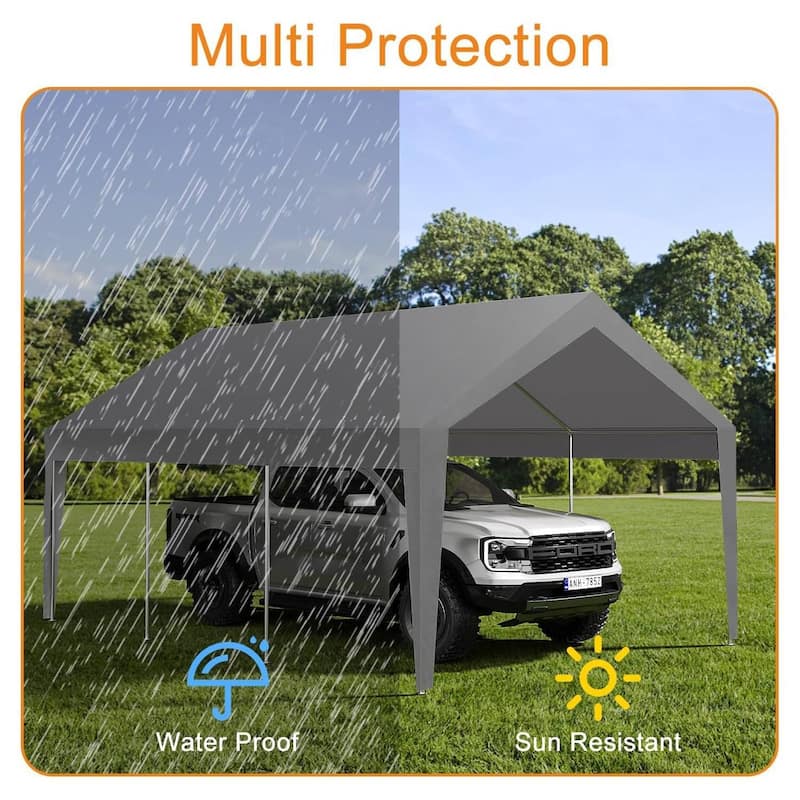 10'x20' Extra Large Heavy Duty Carport Portable Garage Shelter for Car, Truck, SUV - 10X20 Ft