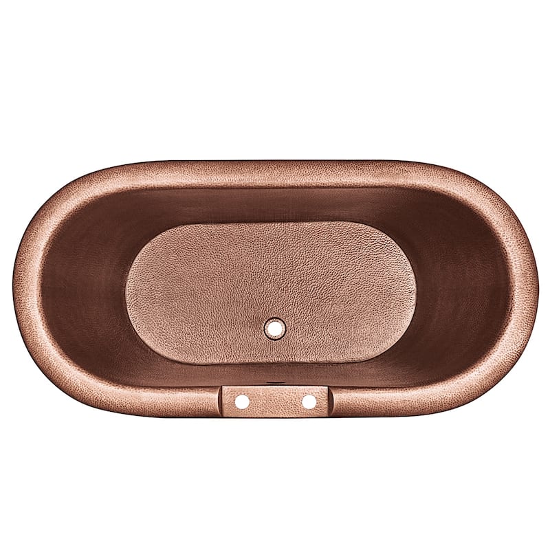 Thales 5' Copper Freestanding Bathtub with Overflow (2 Faucet Holes)