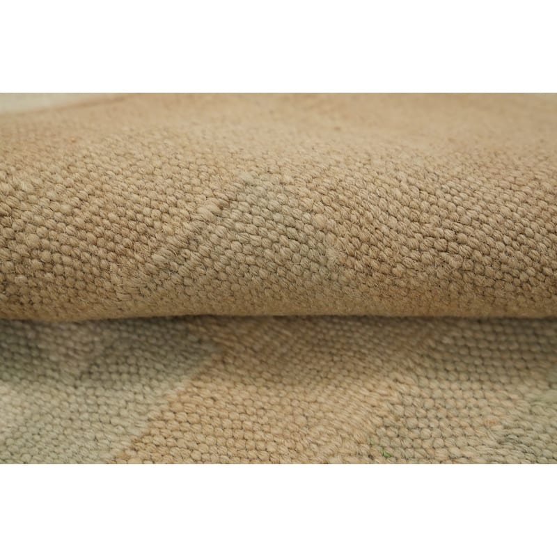 Hand Woven Oriental 100% Wool Carpet Southwestern Modern Beige & Ivories Kilim Area Rug - 5' 9'' X 4' 2''