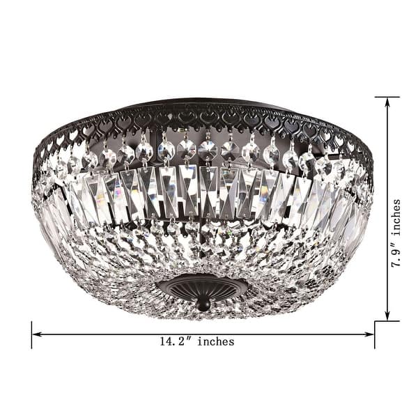 dimension image slide 1 of 2, Silver Orchid 14-inch Crystal Flush Mount Chandelier