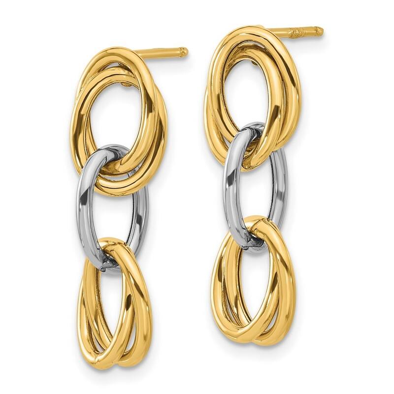 Curata 14k Two Tone Gold Polished Ovals Guardian Angel Earrings - 26x8.75mm