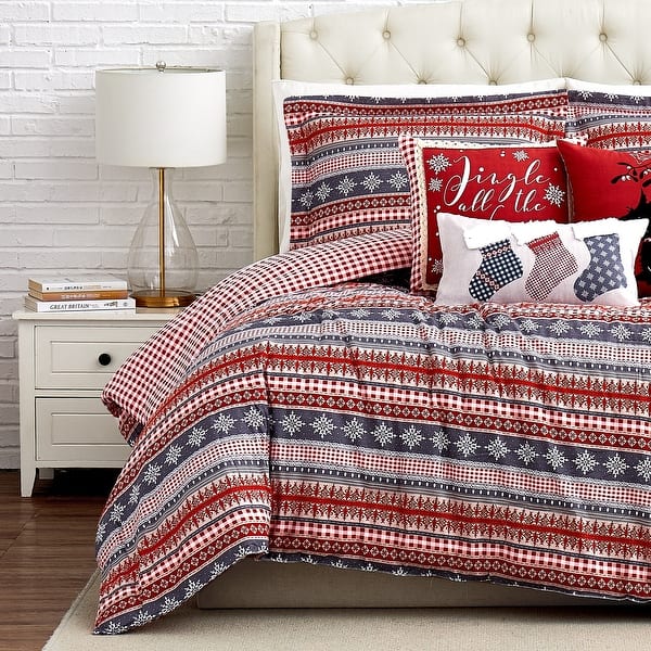 Cozy Cottage Oversized Reversable 6Piece Comforter Set On Sale Bed