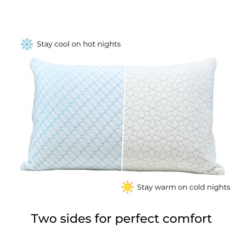 2 Pack Cooling Ice Silk Pillow Adjustable Shredded Memory Foam Pillow, Breathable Cover with Zipper