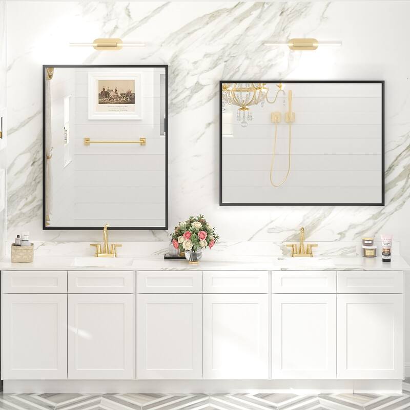 Aluminum Alloy Framed French Cleat Mounted Tempered Glass Wall Vanity Mirror