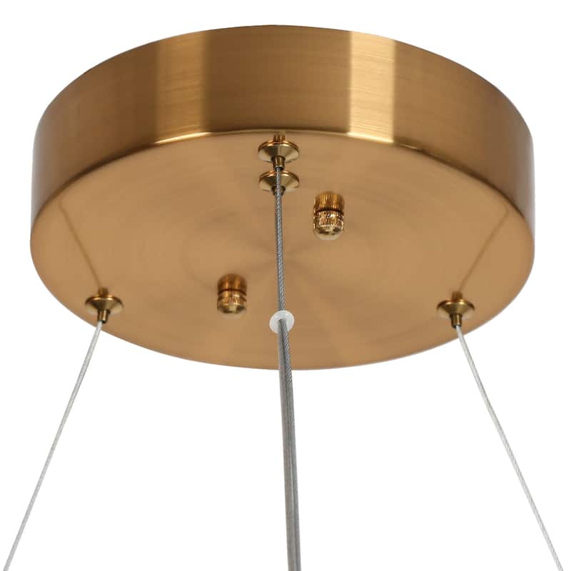 Fay Modern Gold LED Chandelier Drum Ceiling Lights for Dining Room Bedroom - D 23.6" x H 6"