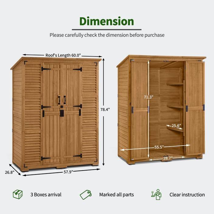 MCombo Outdoor Storage Cabinet Shed, Garden Tool Shed with Waterproof Asphalt Roof, 1738