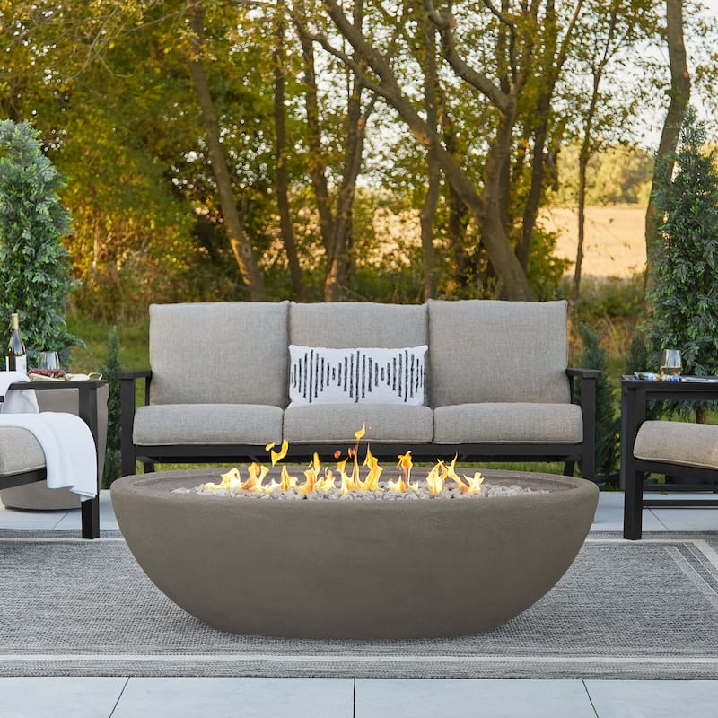 Riverside 58" Large Oval LP Fire Bowl Glacier Gray by Real Flame
