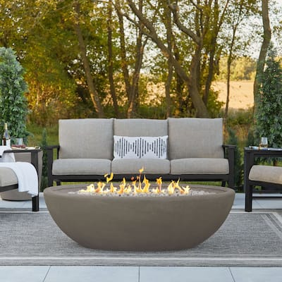 Riverside 58" Large Oval LP Fire Bowl Glacier Gray by Real Flame