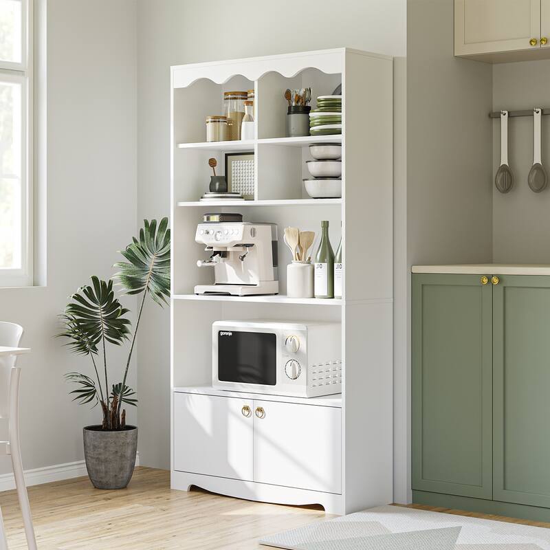 5 Tier Open Bookshelf Storage Organizer with Doors