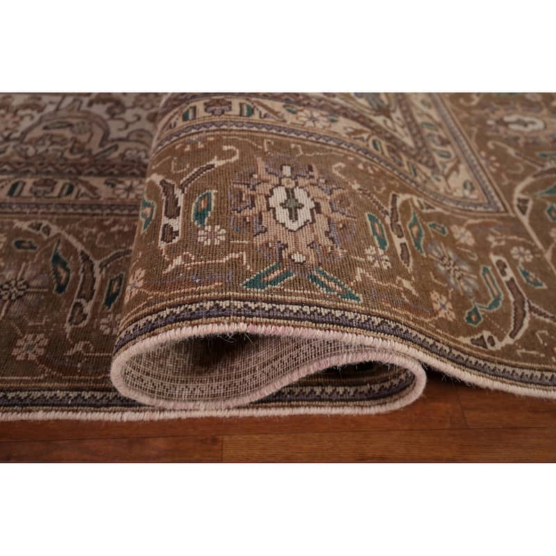 Distressed Tabriz Persian Vintage Rug Hand-Knotted Wool Carpet - 9'5" x 12'3"