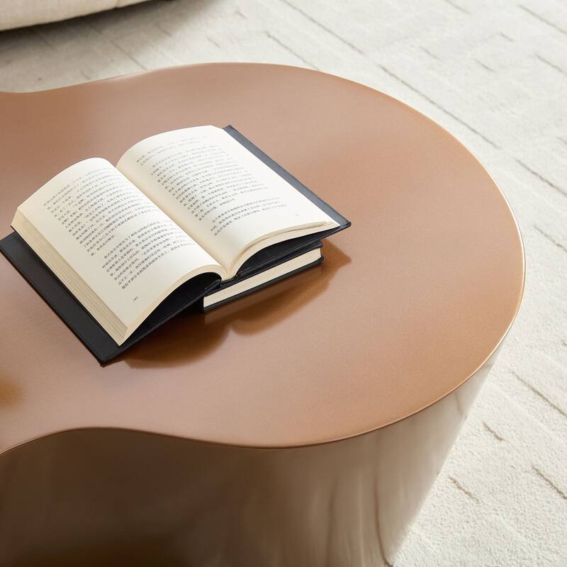 50" Unique Shape Sturdy Fiberglass Coffee Table, Tea Table for Living Room, No Need Assembly