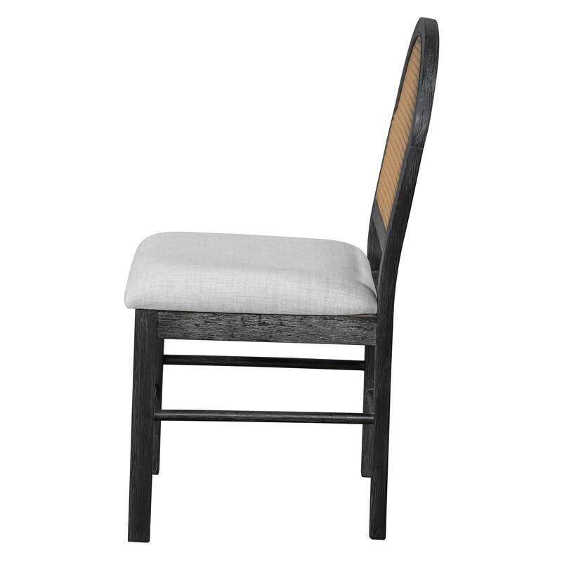 Spruce & Spring Round Dining Table Set for 4, Extendable 5-Piece Mid Century Modern Farmhouse Table with Rattan Chairs