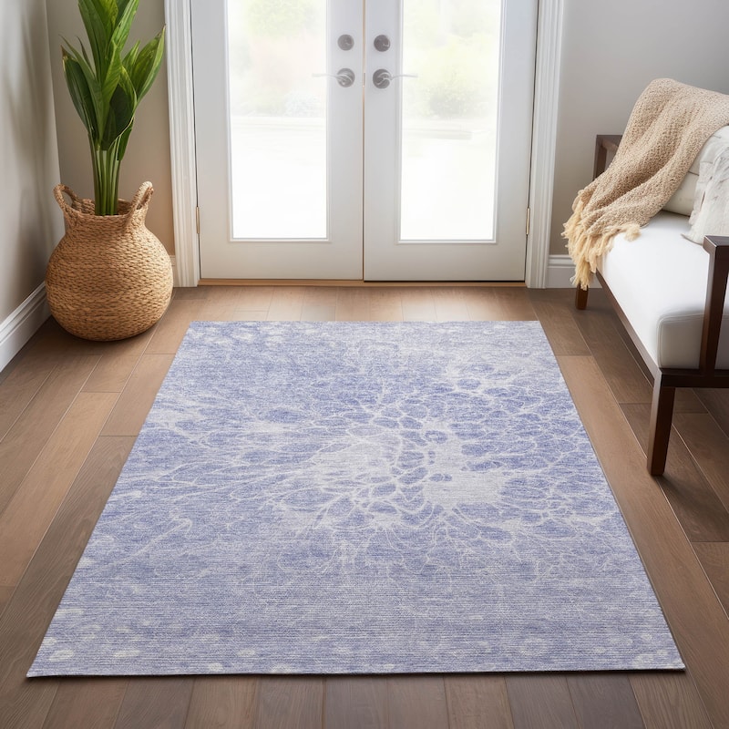 Machine Washable Indoor/ Outdoor Chantille Modern Vintage Floral Rug