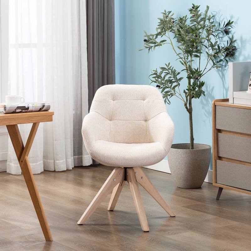 Modern Home Office Swivel Desk Chair Fabric Accent Chair - Upgrade Beige