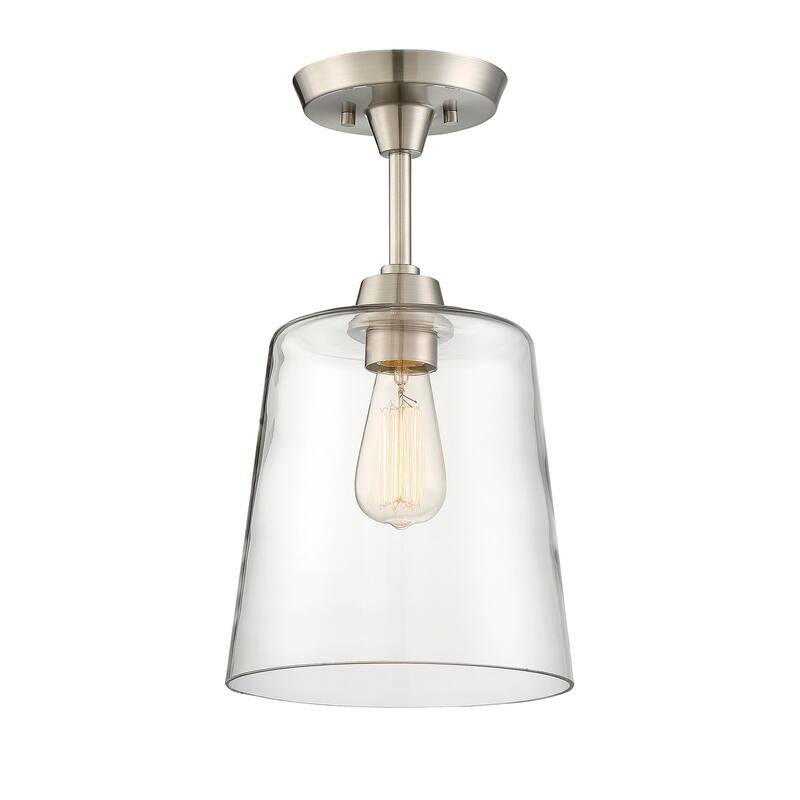Bellevue Single Light 10" Wide Semi-Flush Ceiling Fixture - Brushed Nickel