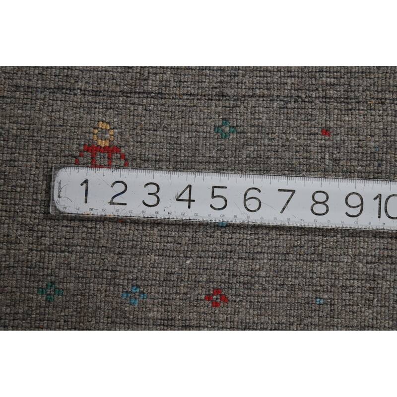 Hand Knotted Oriental 100% Wool Carpet Tribal Tribal Greys & Charcoal Gabbeh Area Rug - 12' 1'' X 9' 1''