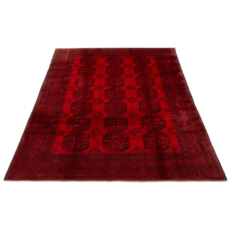 ECARPETGALLERY Hand-knotted Teimani Red Wool Rug - 6'8 x 9'4