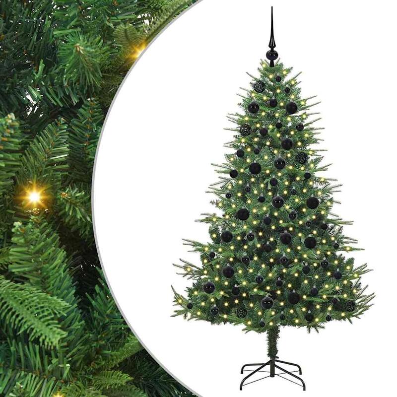 vidaXL Artificial Christmas Tree LED&Ball Set&Flocked Snow Decoration PVC&PE