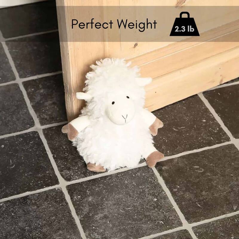 Decorative Sheep Door Stopper, 2.3 lb Weighted, Ecru - 9"H x 5"L x 5"W
