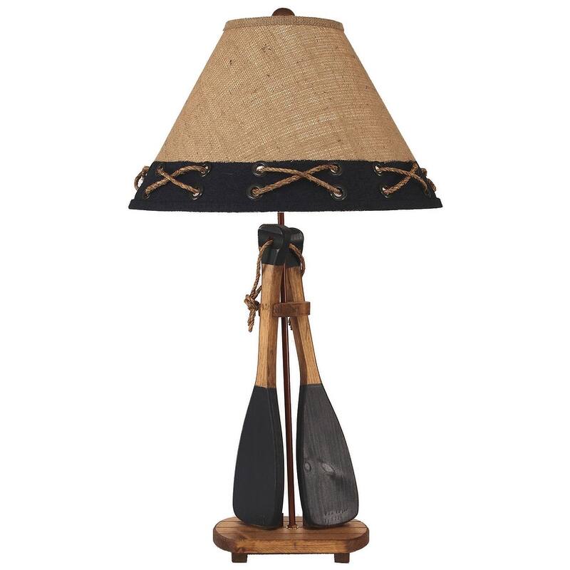 Coastal 2-Paddle Table Lamp - Stained and Navy