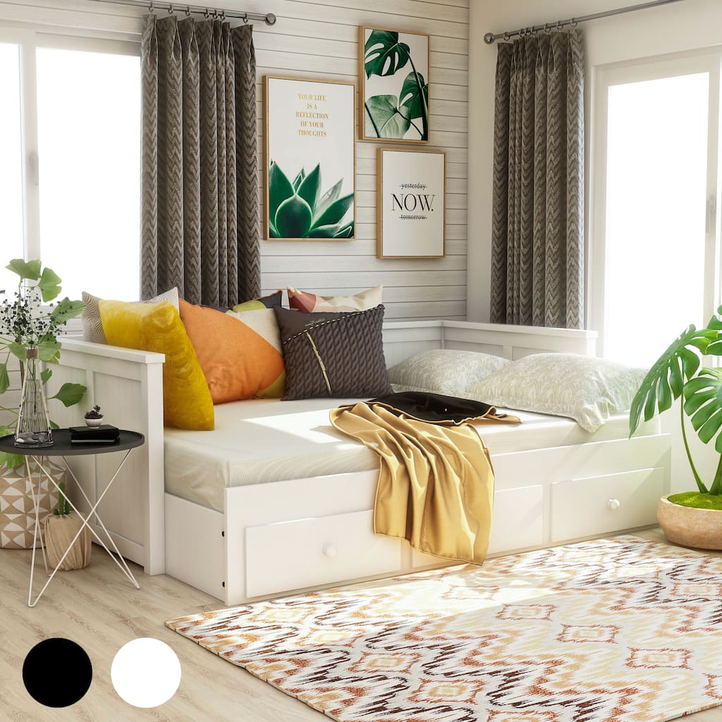 Daja Transitional Full Solid Wood Storage Daybed by Furniture of America
