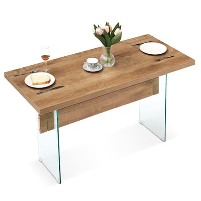 ivinta Modern White Dining Table, High Glossy Dining Room Table
