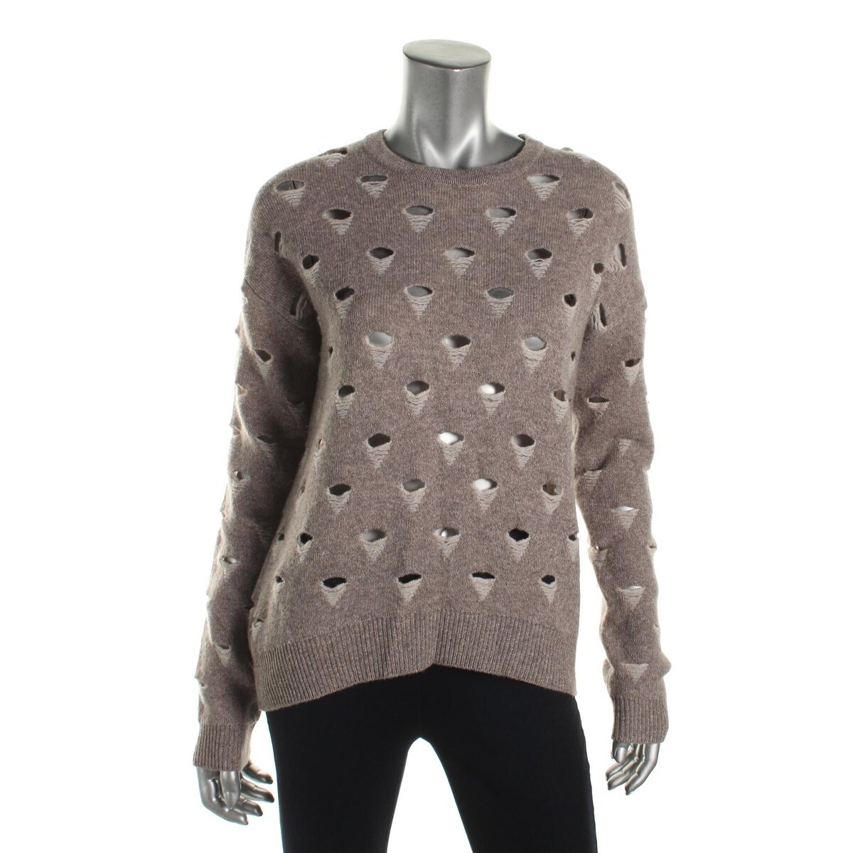 wool blend eyelet knit cardigan