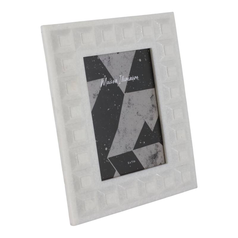 Resin Block Border Decorative Photo Frame - White