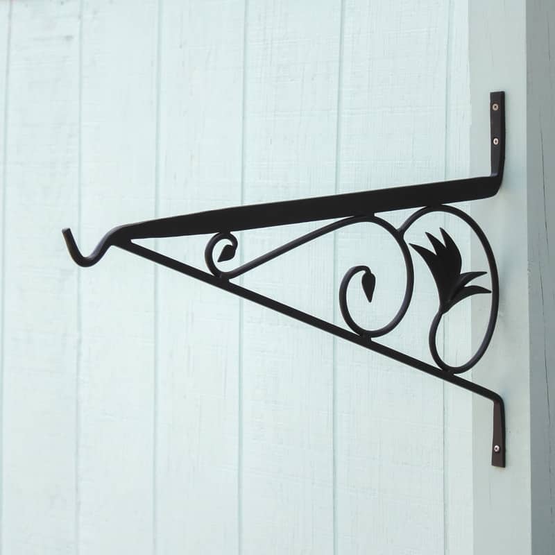 Achla Designs Black Wrought Iron Indoor/Outdoor Large Morris Wall Bracket
