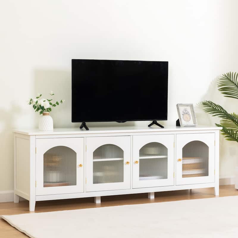 TV Stand Entertainment Center Media Console Cabinet with Changhong Glass Door